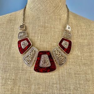 Elegant Red and Silver Necklace